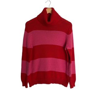 Isaac Mizrahi Red & Pink Striped Turtleneck Sweater Large